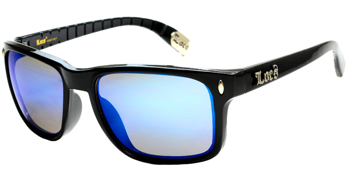 Crne, sportsko-elegantne, muške Locs 91045 naočare za sunce sa plastičnim okvirom.