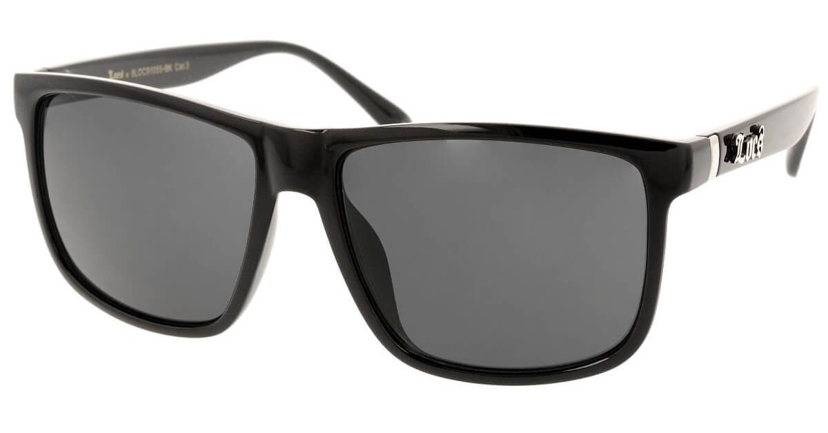 Crne, sportsko-elegantne, muške Locs 91055 naočare za sunce sa plastičnim okvirom.