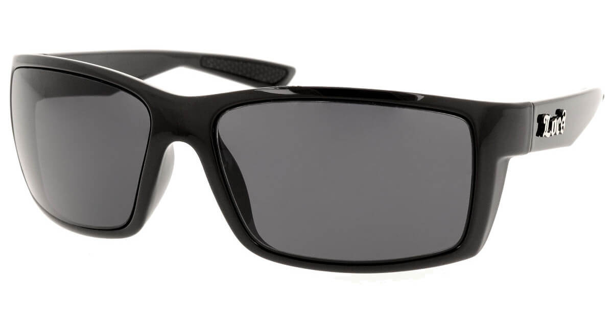 Crne zaobljene sunčane naočare Loc's 91143-BK za muškarce.