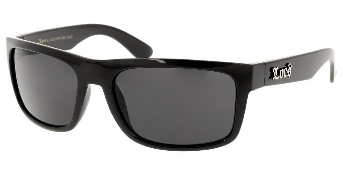 Crne zaobljene sunčane naočare Loc's 91063-BK za muškarce.
