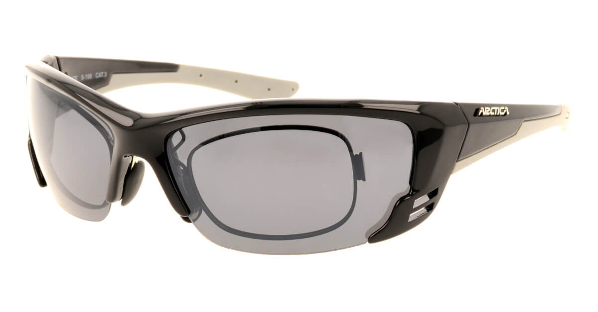 Sportske Artica S-198 sunčane naočare sa pomoćnim okvirom za dioptrijska stakla i zamenskom sočivom braon boje.